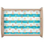 Abstract anchors: watercolor stripe pattern. serving tray