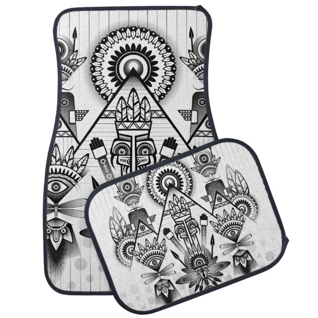 Abstract Ancient Native Indian Tribal Car Mat (Set)