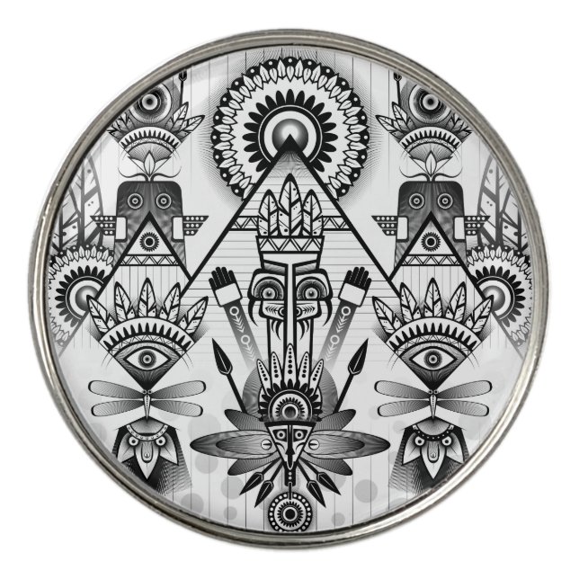 Abstract Ancient Native Indian Tribal Golf Ball Marker (Front)