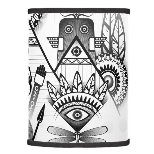 Abstract Ancient Native Indian Tribal Lamp Shade (Right)