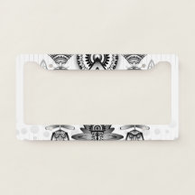 COEQINE Car License Plate Frame Anti-Rust Car License Plate Covers Native American Tribal Horse Dreamcatcher Print Novelty License Plate Holder Vanity Tag with Screws Caps,Gray 