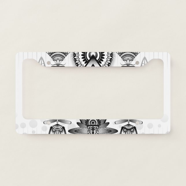 Abstract Ancient Native Indian Tribal License Plate Frame (Front)