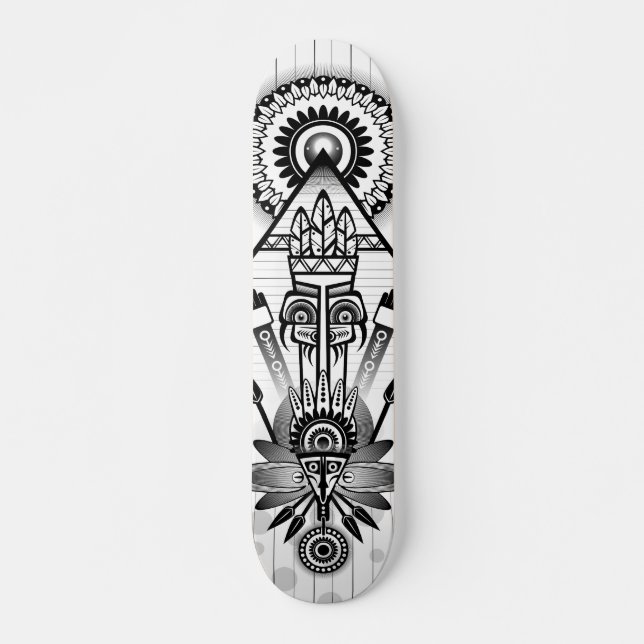Abstract Ancient Native Indian Tribal Skateboard Deck (Front)