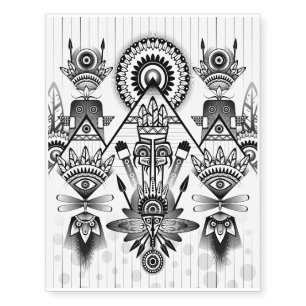 Abstract Ancient Native Indian Tribal Temporary Tattoos