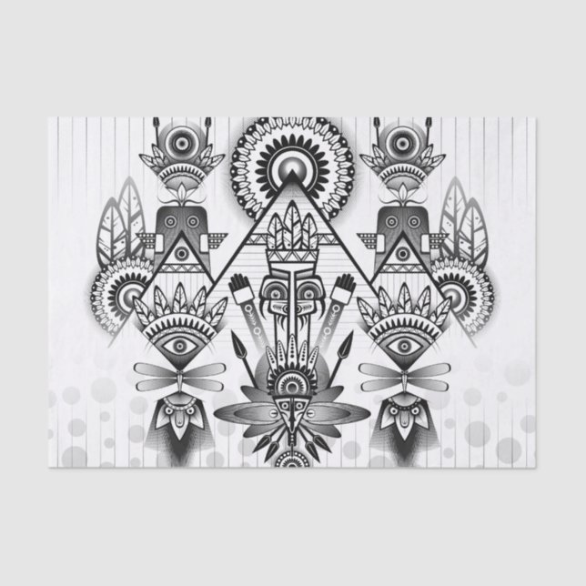 Abstract Ancient Native Indian Tribal Tissue Paper (Front)