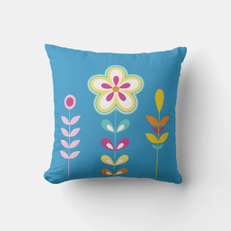 Abstract and Cheerful Flowers Throw Pillow