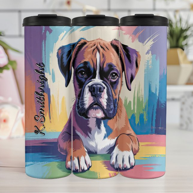 Abstract and Colorful Boxer Dog Thermal Tumbler (Creator Uploaded)
