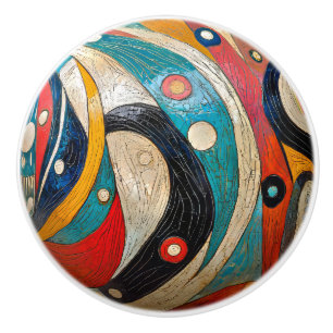 Abstract and Colorful Ceramic Knob