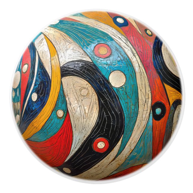 Abstract and Colorful  Ceramic Knob (Front)