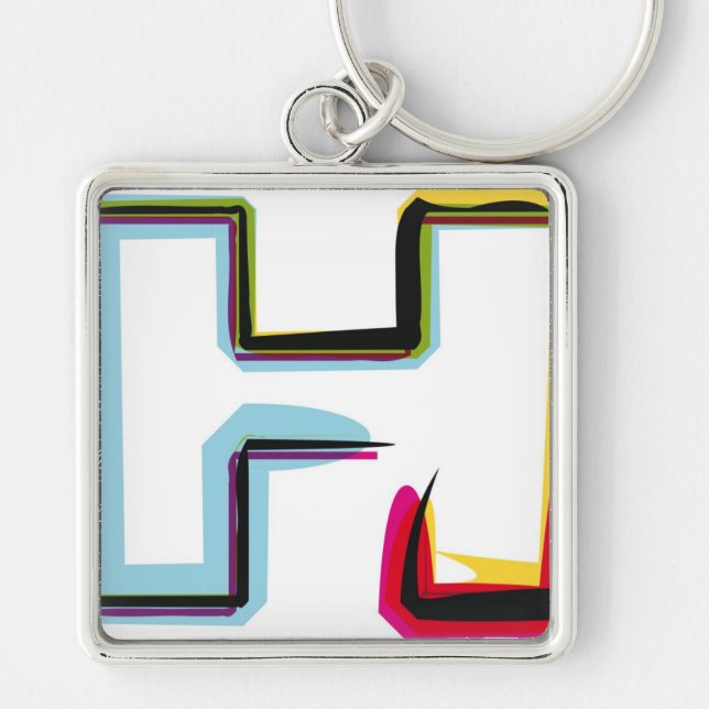 Abstract and colorful letter H Keychain (Front)