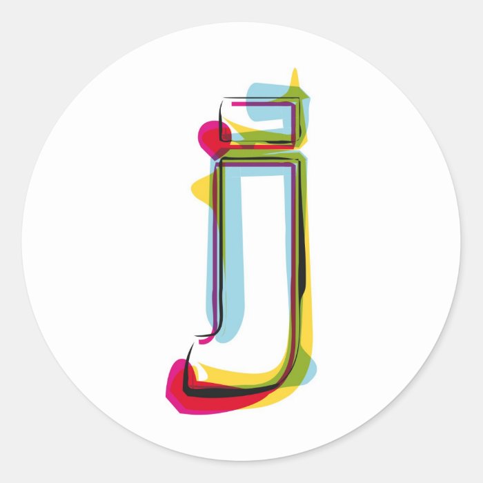 Abstract and colorful letter j stickers