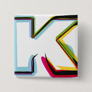 Abstract and colorful letter K Pinback Button