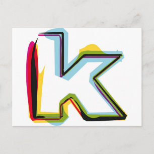 Abstract and colorful letter k postcard
