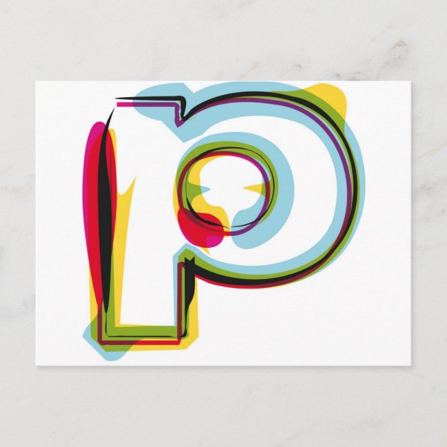 Abstract and colorful letter p postcard (Front)