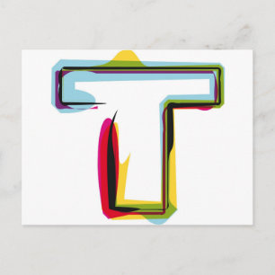 Abstract and colorful letter T Postcard