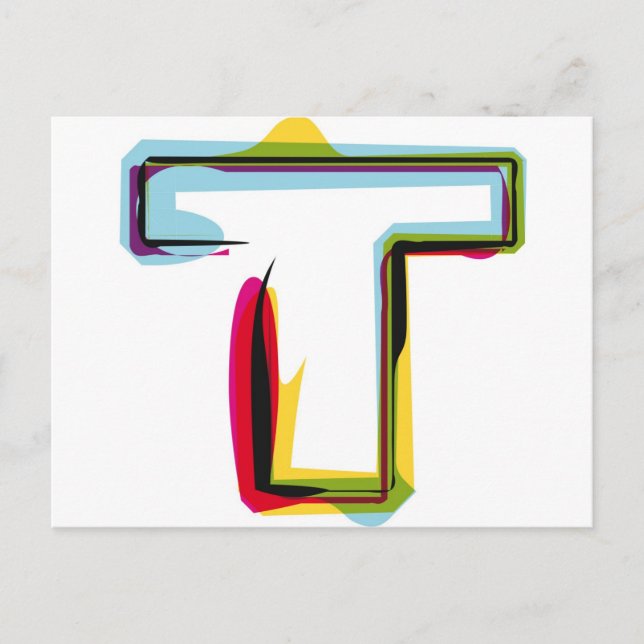 Abstract and colorful letter T Postcard (Front)