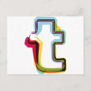 Abstract and colorful letter t postcard