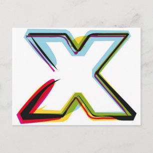 Abstract and colorful letter X Postcard