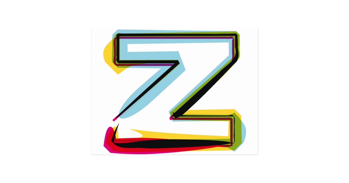 Abstract and colorful letter Z Postcard | Zazzle
