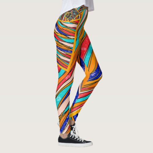 Abstract and colorful painting leggings