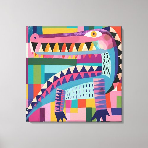 Abstract and colourful crocodile Perfect for kids Canvas Print