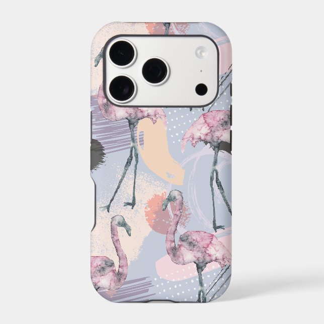 Abstract and Flamingo Pattern Iphone Case (Back)