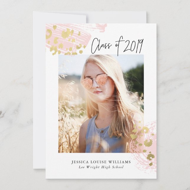 Abstract and Gold Gilded Graduation Invitation (Front)