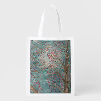 Abstract and impressionist trees grocery bag