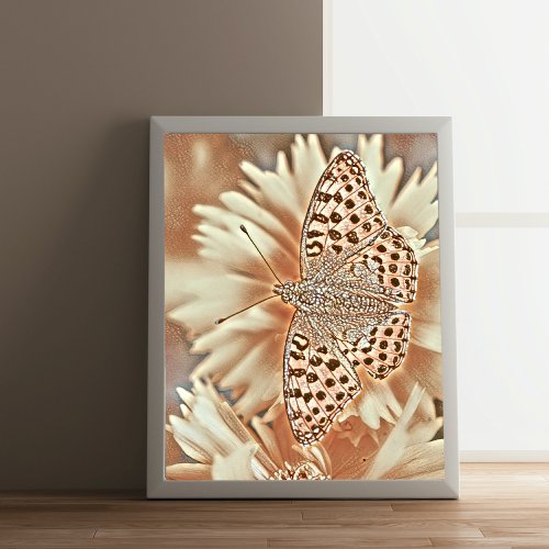 Abstract and modern Terracotta butterfly Poster