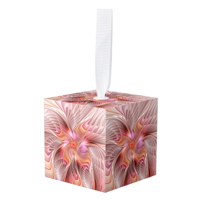 Abstract Angel Colorful Fantasy Fractal Art Cube Ornament (Front Angled)