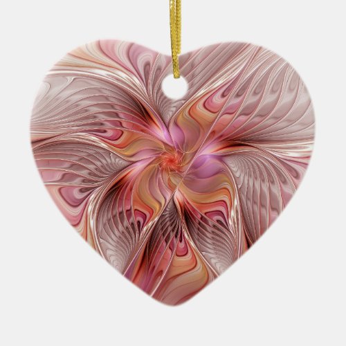 Abstract Angel Colorful Fantasy Fractal Art Heart Ceramic Ornament