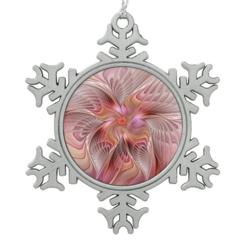 Abstract Angel Colorful Fantasy Fractal Art Snowflake Pewter Christmas Ornament