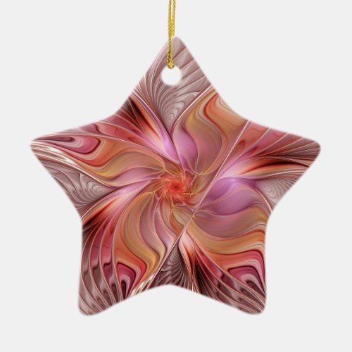 Abstract Angel Colorful Fantasy Fractal Art Star Ceramic Ornament