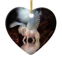 Abstract Angel White Horse Ceramic Ornament