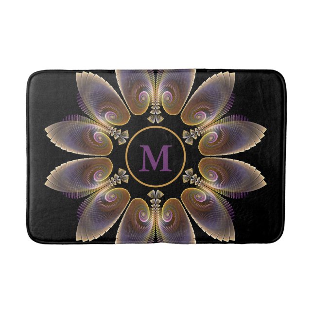 Abstract Angel Wings Mandala Fractal Monogram Bath Mat (Front)