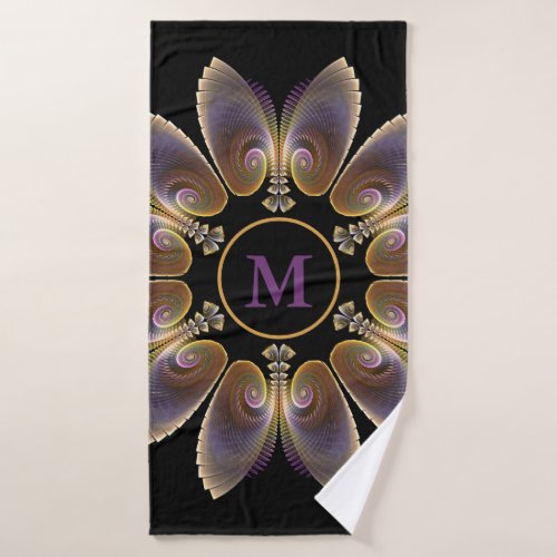 Abstract Angel Wings Mandala Fractal Monogram Bath Towel