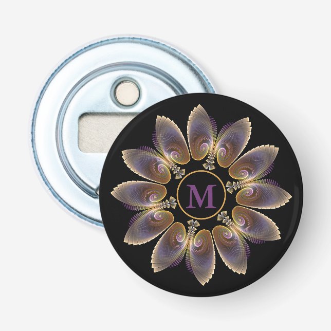 Abstract Angel Wings Mandala Fractal Monogram Bottle Opener (Front)