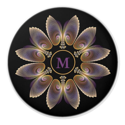 Abstract Angel Wings Mandala Fractal Monogram Ceramic Knob