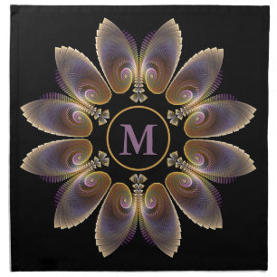 Abstract Angel Wings Mandala Fractal Monogram Cloth Napkin