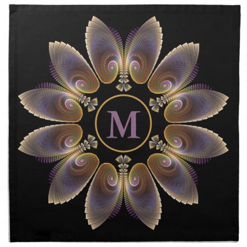 Abstract Angel Wings Mandala Fractal Monogram Cloth Napkin