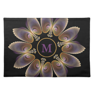 Abstract Angel Wings Mandala Fractal Monogram Cloth Placemat