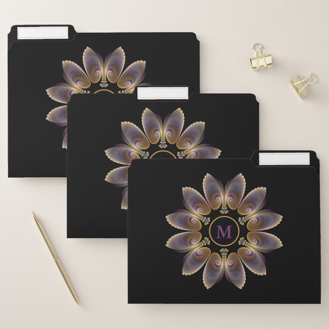 Abstract Angel Wings Mandala Fractal Monogram File Folder (Set)