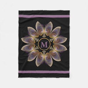 Abstract Angel Wings Mandala Fractal Monogram Fleece Blanket