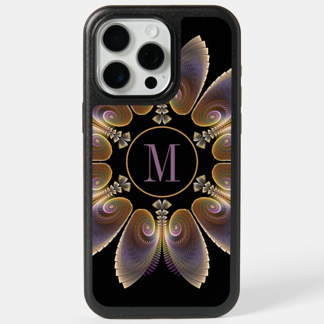 Abstract Angel Wings Mandala Fractal Monogram iPhone 15 Pro Max Case (Back)