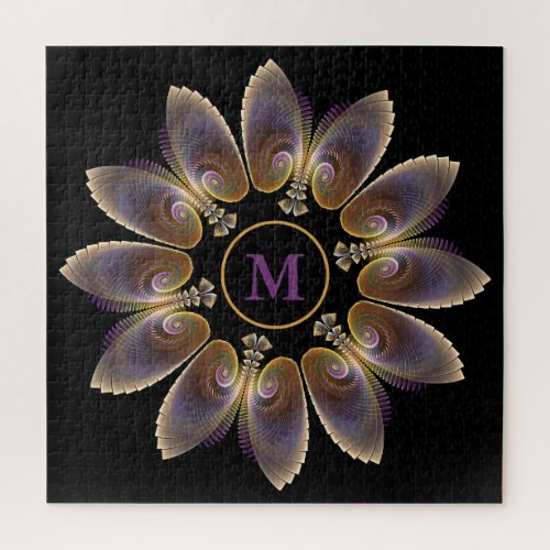 Abstract Angel Wings Mandala Fractal Monogram Jigsaw Puzzle