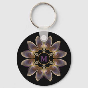 Abstract Angel Wings Mandala Fractal Monogram Keychain