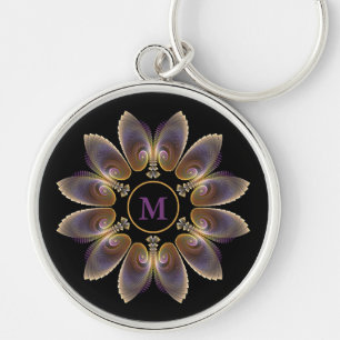 Abstract Angel Wings Mandala Fractal Monogram Keychain