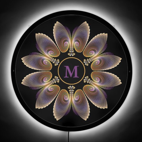 Abstract Angel Wings Mandala Fractal Monogram LED Sign