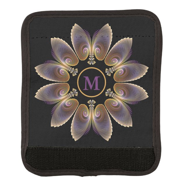 Abstract Angel Wings Mandala Fractal Monogram Luggage Handle Wrap (Front)