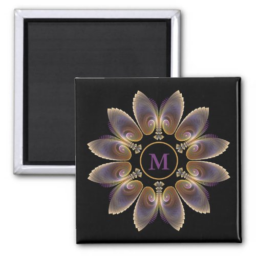 Abstract Angel Wings Mandala Fractal Monogram Magnet